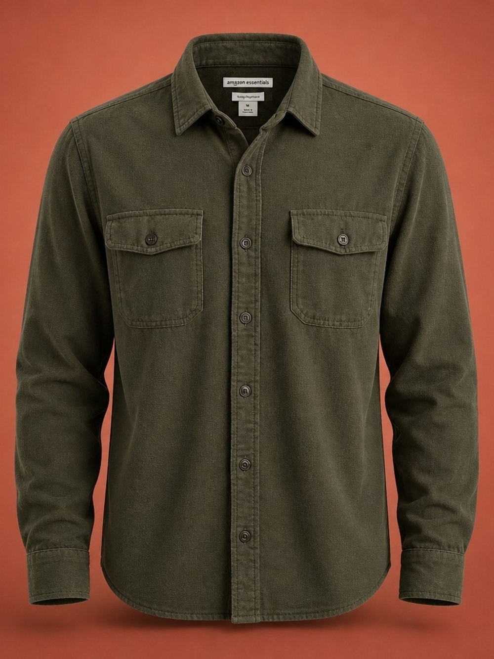 Amazon Essentials Men's Extra Large Green Flannel Long Sleeve Shirt XL 5044